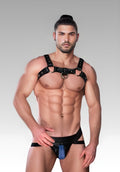 Center Stripe Leather Jockstrap - Blue for sale