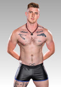 Leather Gym Shorts Zipper Pocket for sale