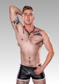Leather Gym Shorts Zipper Pocket for sale