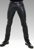 Men's Classic Leather Jeans Pants for sale