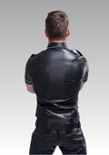 Short Sleeve Leather Police Shirt – White Piping for sale
