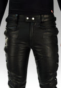 Side Laced Biker’s Leather Pants for sale